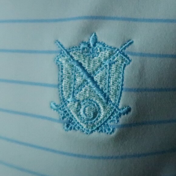 Peter Millar Summer Comfort Lt Blue Striped N Stretch Polo (M) ⛳️ - Picture 6 of 8